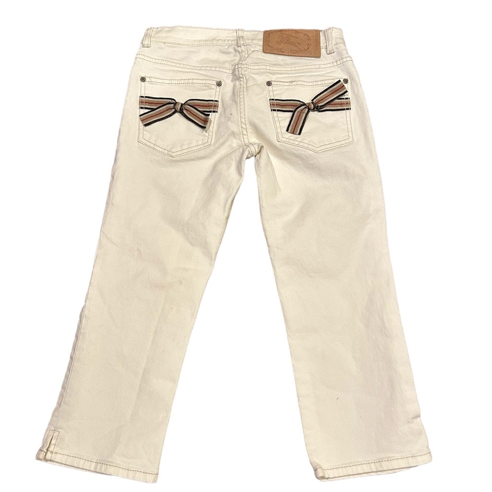 Burberry bow pocket ribbon plaid off white cream womens 4 crop pants vintage y2k